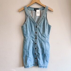 NWT C'EST TOI Light Blue Denim Button Down Sleeveless Dress Large
